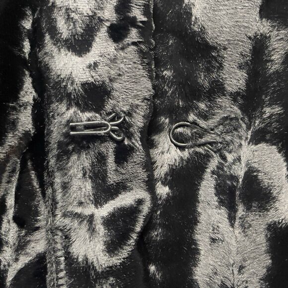 Vintage Guess Collection Long Vegan Fur Coat Women’s Medium Black Waist Belt USA - Picture 9 of 12